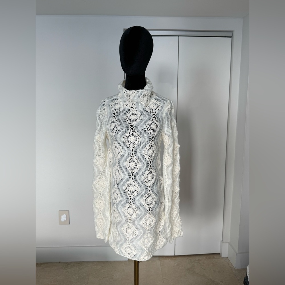 NWT ZARA Limited Edition Crochet contrast Knit Dress size S BLOG FAVE